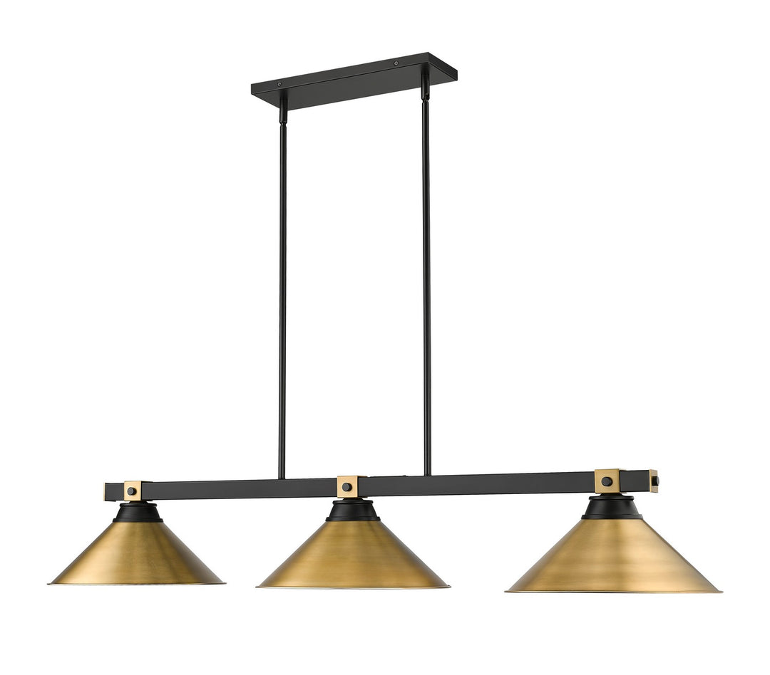 Z-Lite Canada - 1955-3MB-RB-RB15 - Three Light Billiard - Bronte - Matte Black + Rubbed Brass