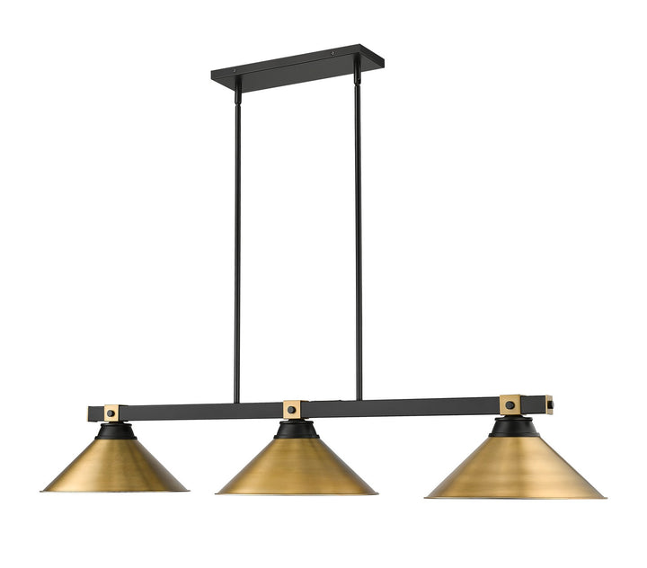 Z-Lite Canada - 1955-3MB-RB-RB15 - Three Light Billiard - Bronte - Matte Black + Rubbed Brass
