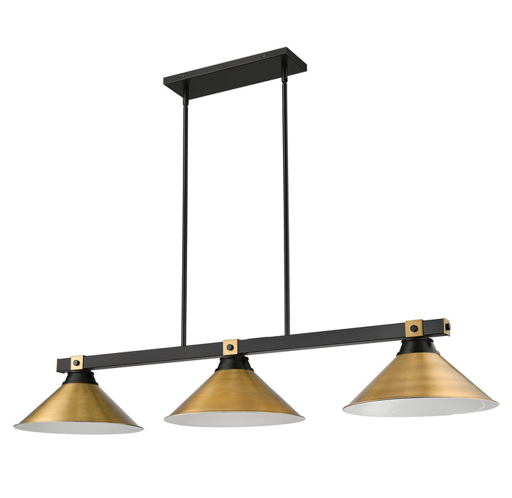 Z-Lite Canada - 1955-3MB-RB-RB15 - Three Light Billiard - Bronte - Matte Black + Rubbed Brass