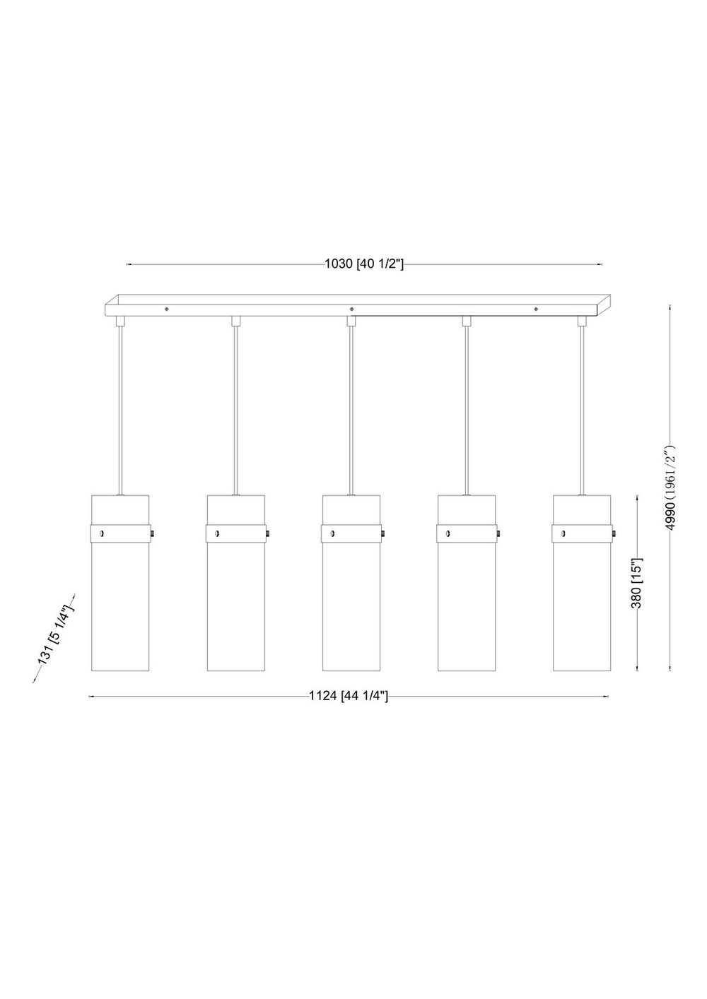 Z-Lite Canada - 7002P5-5L-BN - Five Light Linear Chandelier - Fontaine - Brushed Nickel