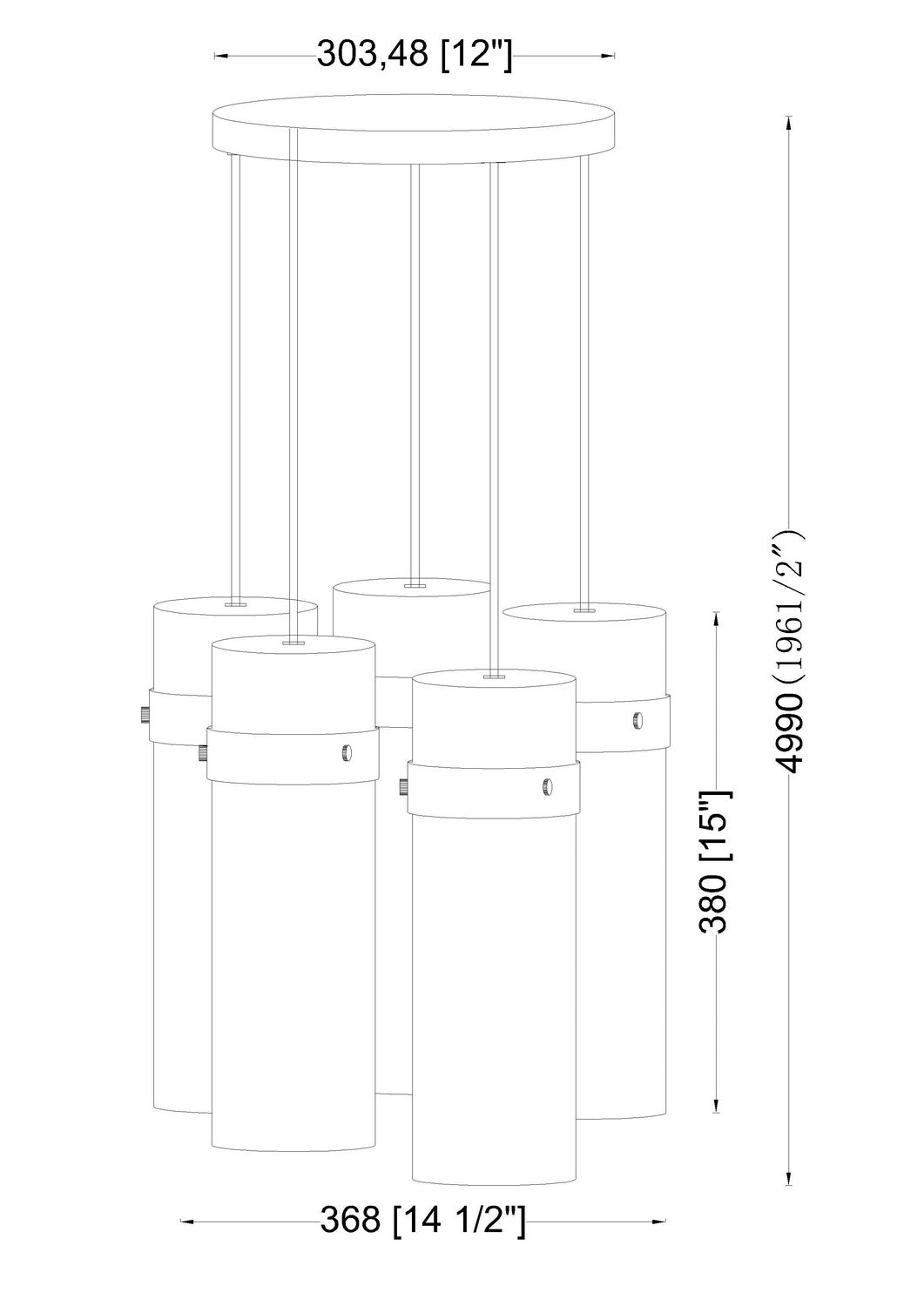 Z-Lite Canada - 7002P5-5R-MB - Five Light Chandelier - Fontaine - Matte Black