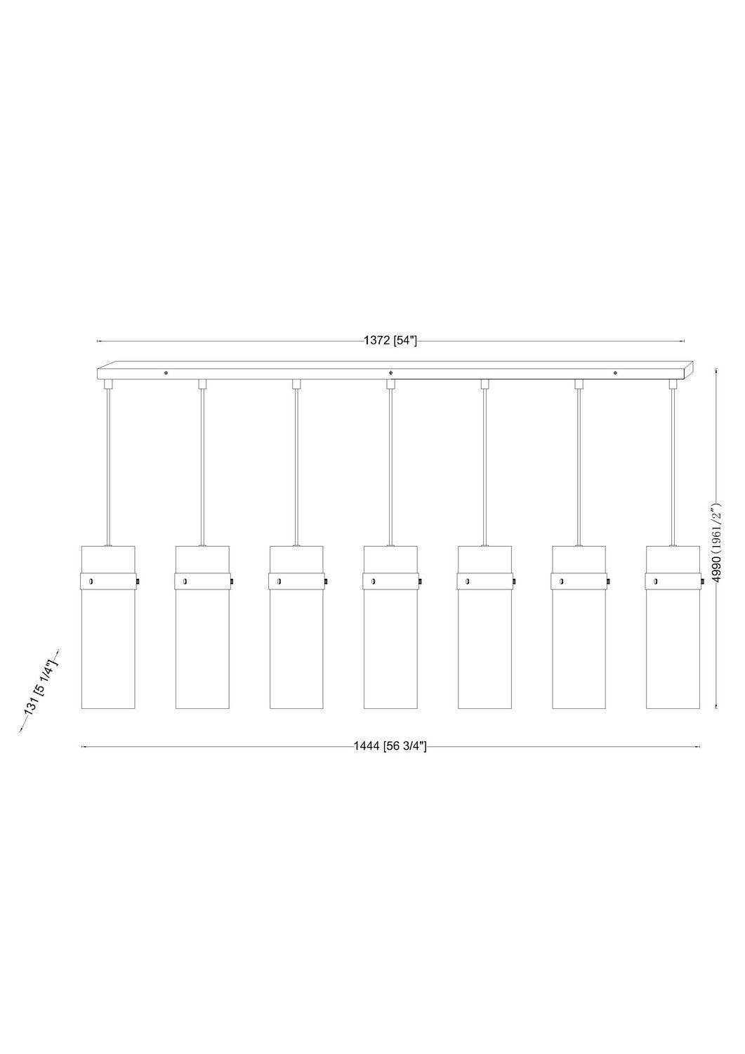 Z-Lite Canada - 7002P5-7L-RB - Seven Light Linear Chandelier - Fontaine - Rubbed Brass