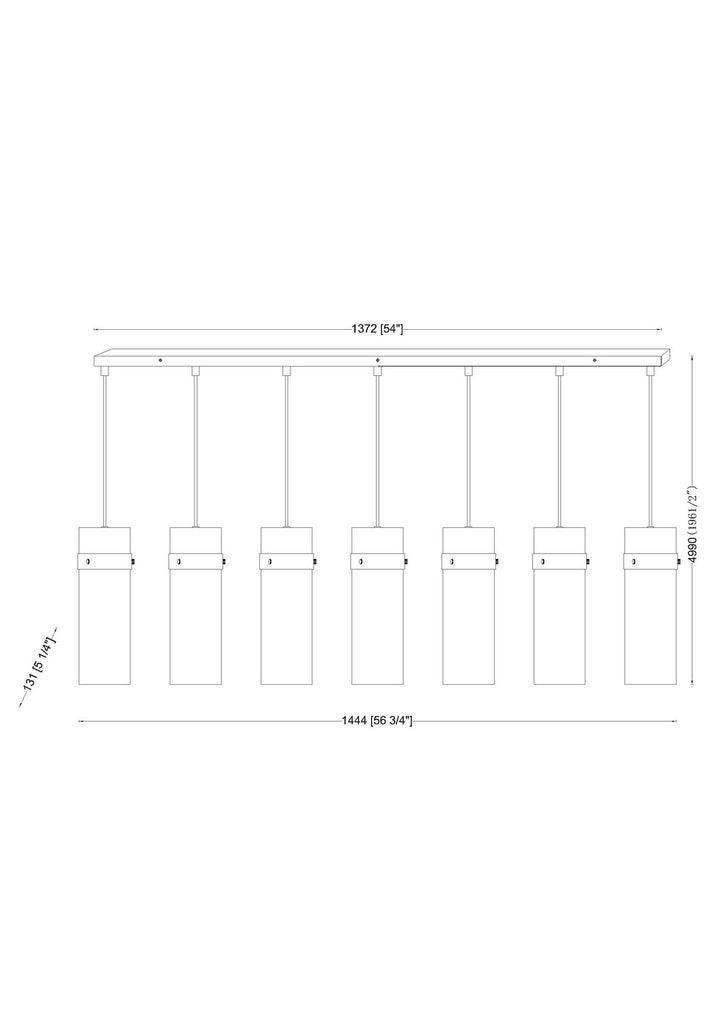 Z-Lite Canada - 7002P5-7L-RB - Seven Light Linear Chandelier - Fontaine - Rubbed Brass