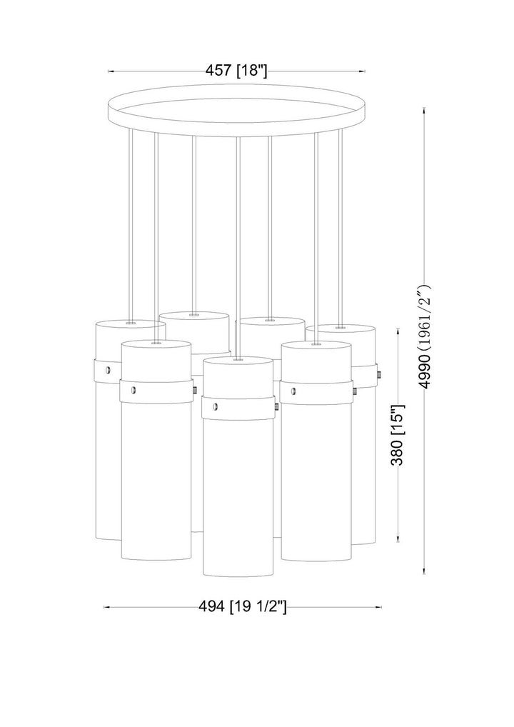 Z-Lite Canada - 7002P5-7R-MB - Seven Light Chandelier - Fontaine - Matte Black