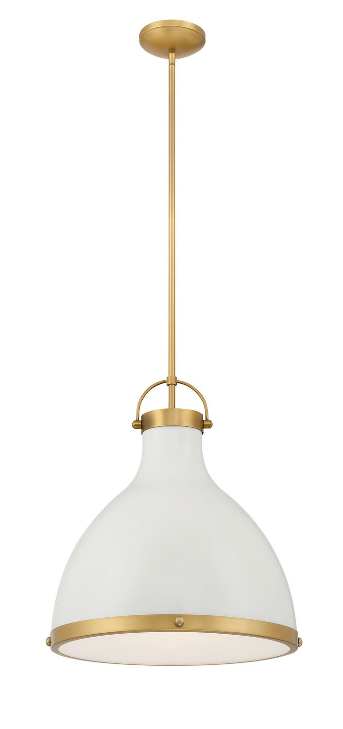 Minka-Lavery - 3932-879 - One Light Pendant - Lynk - Legacy Brass & Off White Cream