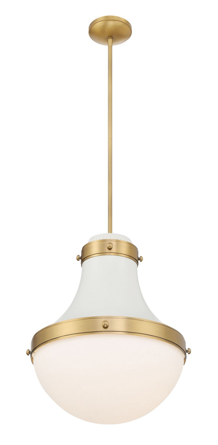 Minka-Lavery - 3934-879 - One Light Pendant - Purelight - Legacy Brass & Off White Cream