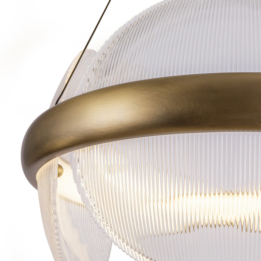 Kuzco Canada - CH13922-VBCR-UNV - LED Chandelier - Taurus - Vintage Brass/Clear Ribbed Glass