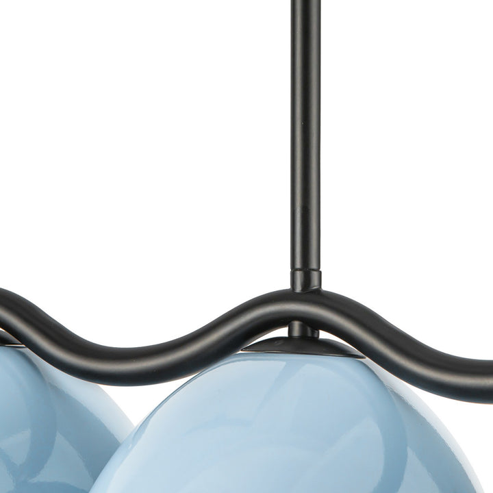 Kuzco Canada - LP57642-BK/CER - Seven Light Linear Pendant - Atlas - Black/Cerulean