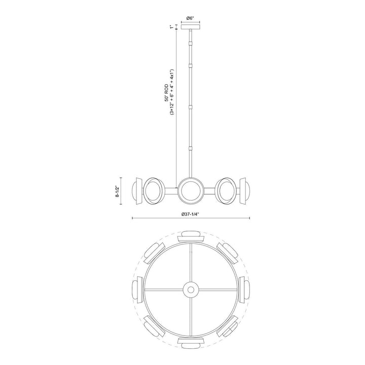 Alora Canada - CH320837VB-UNV - LED Chandelier - Alonso - Vintage Brass