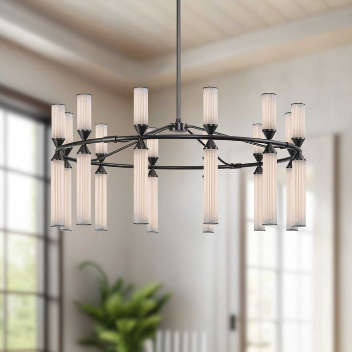 Alora Canada - CH348038UBFR-UNV - LED Chandelier - Edwin - Urban Bronze/Frosted Ribbed Glass