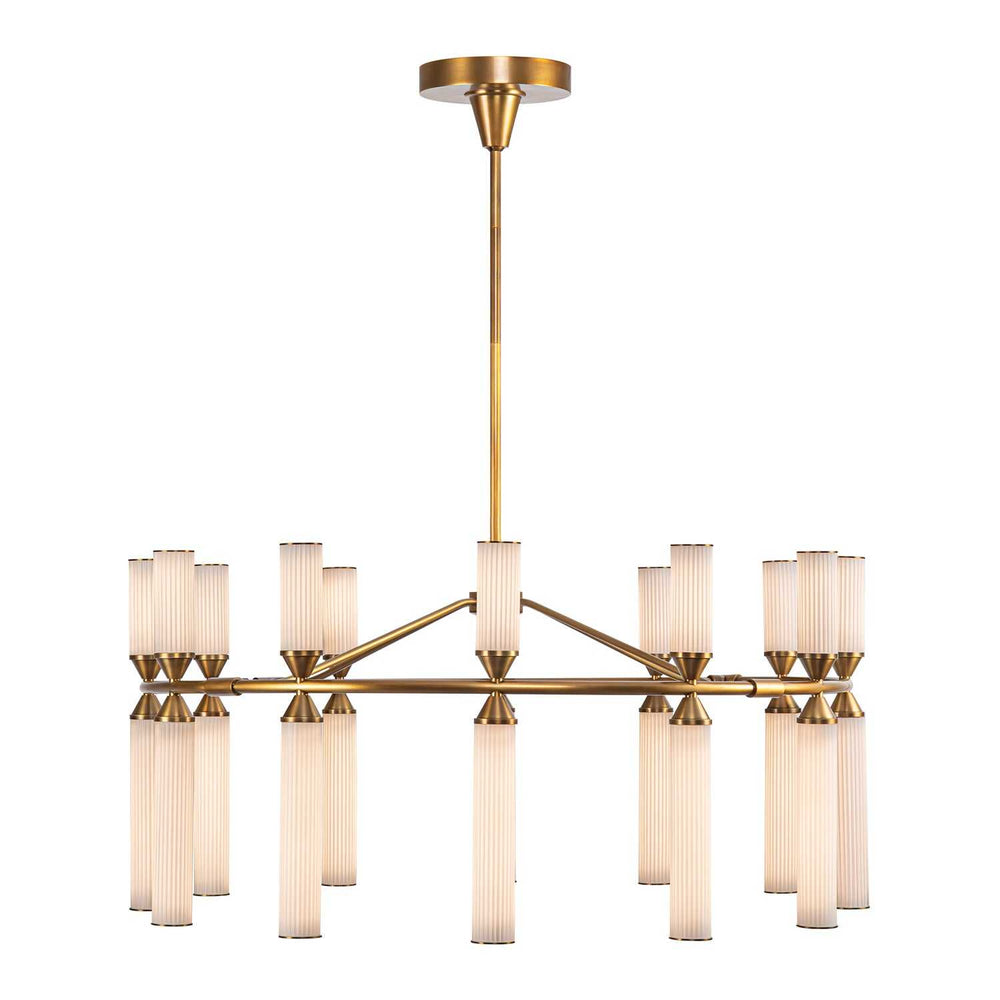 Alora Canada - CH348038VBFR-UNV - LED Chandelier - Edwin - Vintage Brass/Frosted Ribbed Glass