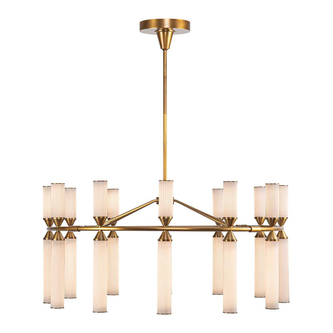Alora Canada - CH348038VBFR-UNV - LED Chandelier - Edwin - Vintage Brass/Frosted Ribbed Glass