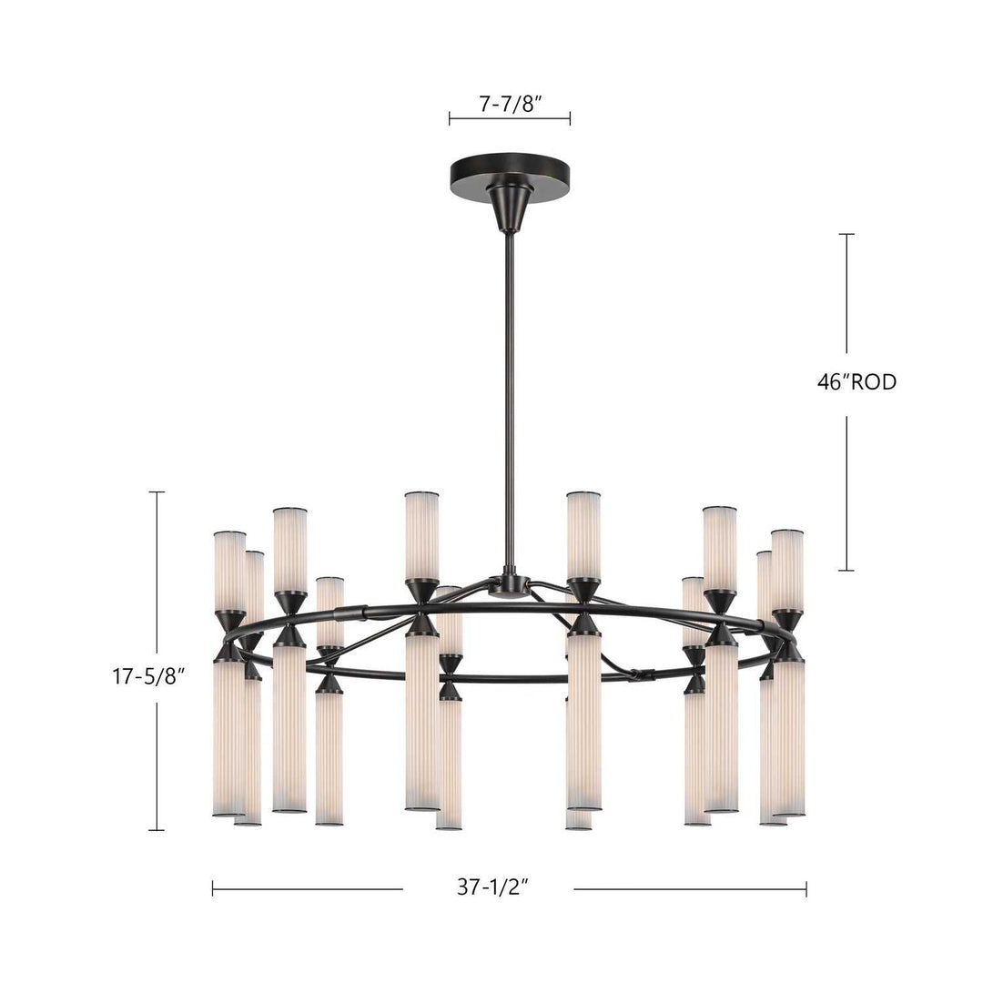Alora Canada - CH348038VBFR-UNV - LED Chandelier - Edwin - Vintage Brass/Frosted Ribbed Glass