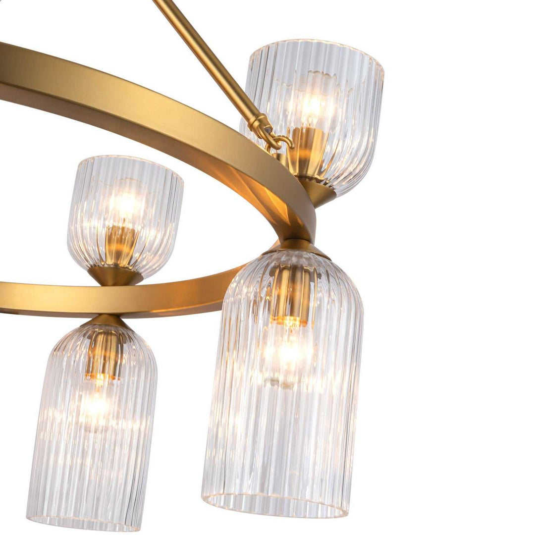 Alora Canada - CH442626BGCR - Ten Light Chandelier - Nelly - Brushed Gold/Clear Ribbed Glass