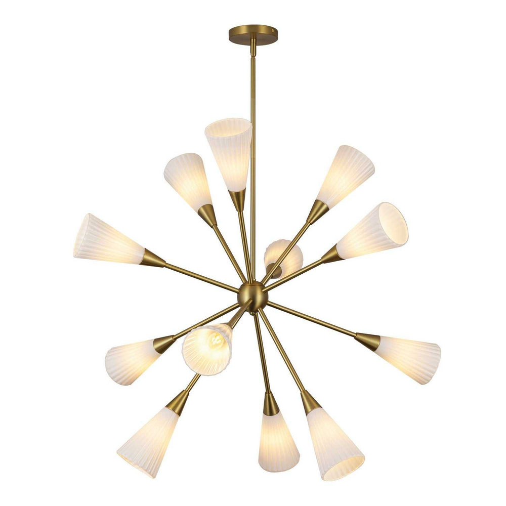 Alora Canada - CH462039BGGR - 12 Light Chandelier - Cosmo - Brushed Gold/Glossy Ribbed Opal Glass