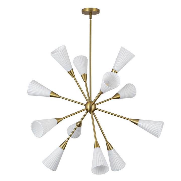 Alora Canada - CH462039BGGR - 12 Light Chandelier - Cosmo - Brushed Gold/Glossy Ribbed Opal Glass