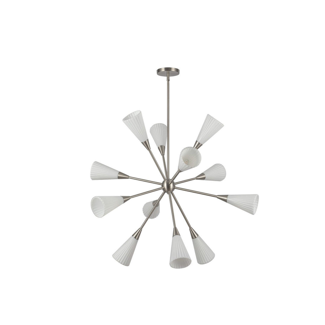 Alora Canada - CH462039BNGR - 12 Light Chandelier - Cosmo - Brushed Nickel/Glossy Ribbed Opal Glass