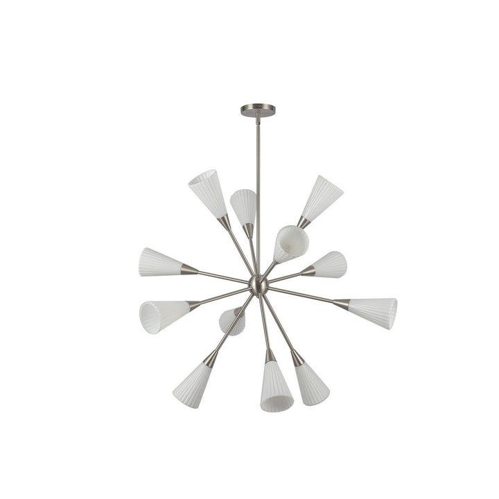 Alora Canada - CH462039BNGR - 12 Light Chandelier - Cosmo - Brushed Nickel/Glossy Ribbed Opal Glass