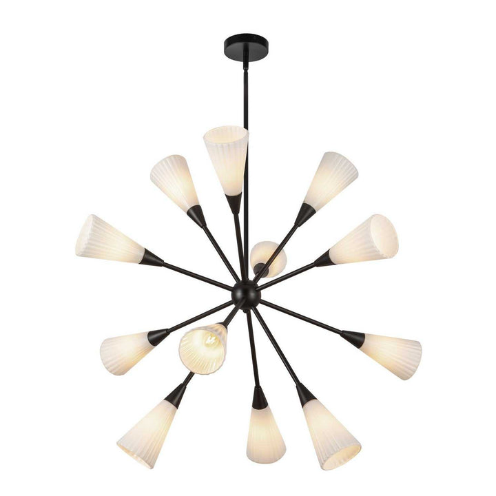 Alora Canada - CH462039MBGR - 12 Light Chandelier - Cosmo - Matte Black/Glossy Ribbed Opal Glass