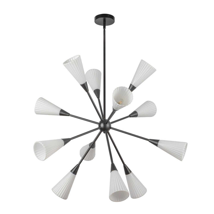 Alora Canada - CH462039MBGR - 12 Light Chandelier - Cosmo - Matte Black/Glossy Ribbed Opal Glass
