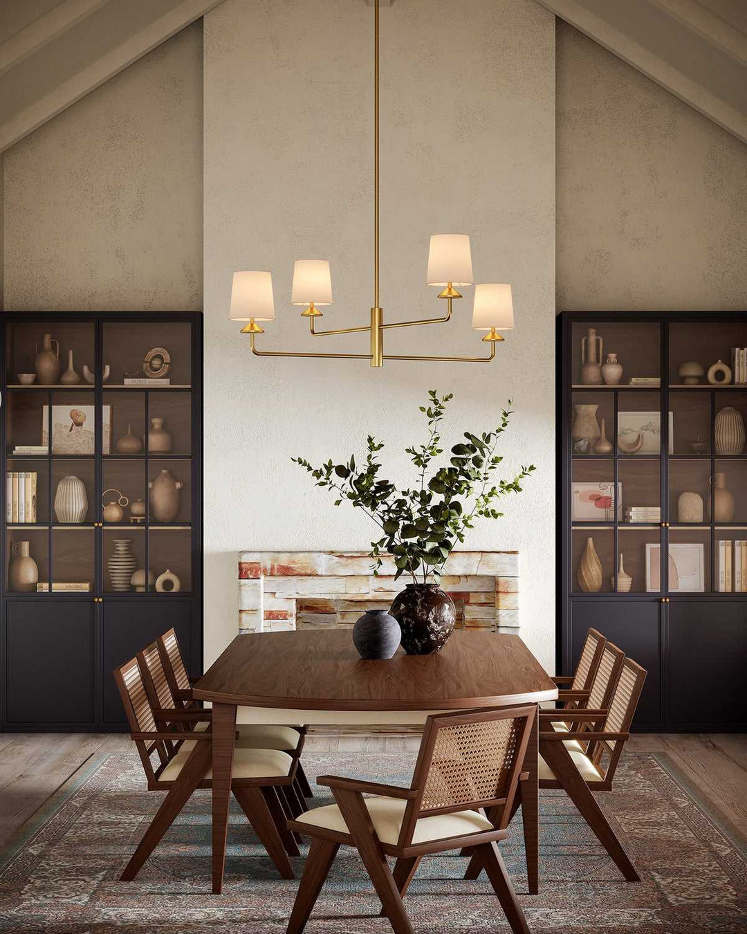 Alora Canada - CH497445BGWL - Four Light Chandelier - Bridgette - Brushed Gold/White Linen