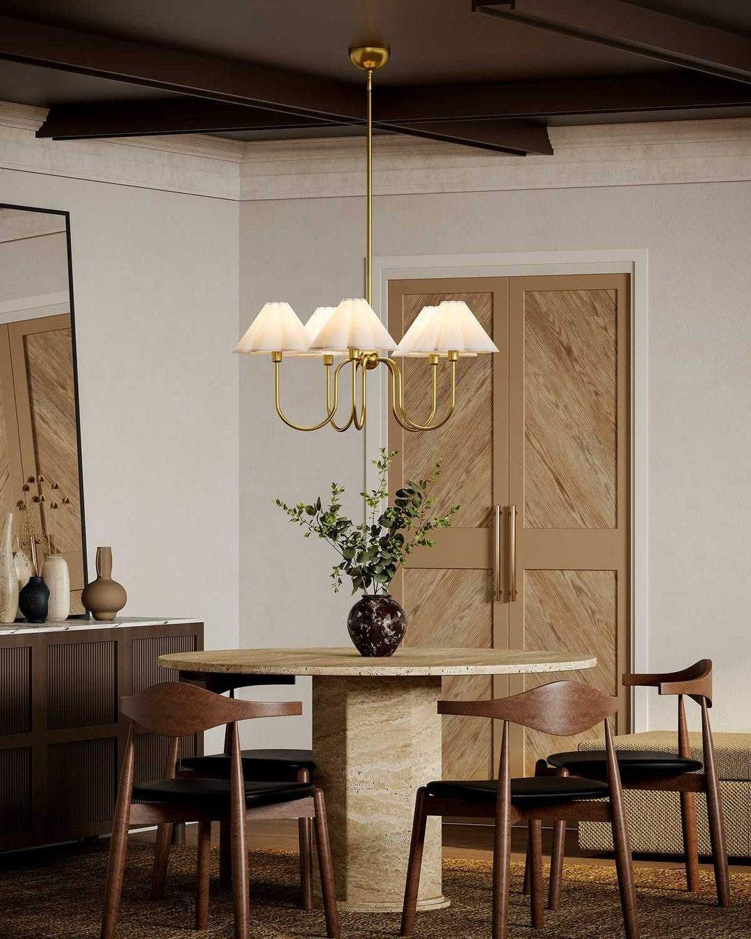 Alora Canada - CH610530BGFW - Five Light Chandelier - Rosemary - Brushed Gold/Folded White