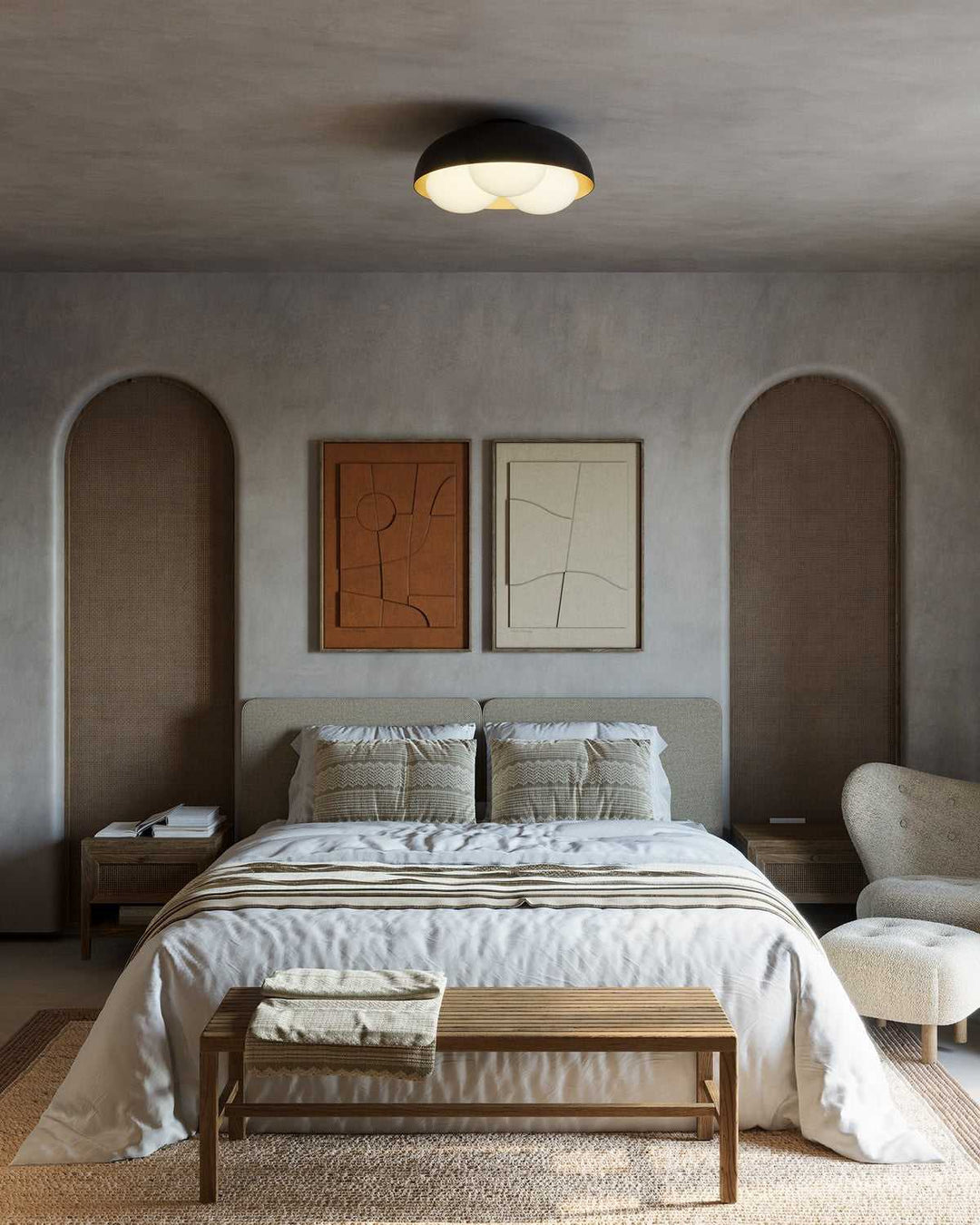 Alora Canada - FM495316MBOP - Three Light Flush Mount - Robyn - Matte Black/Opal Glass