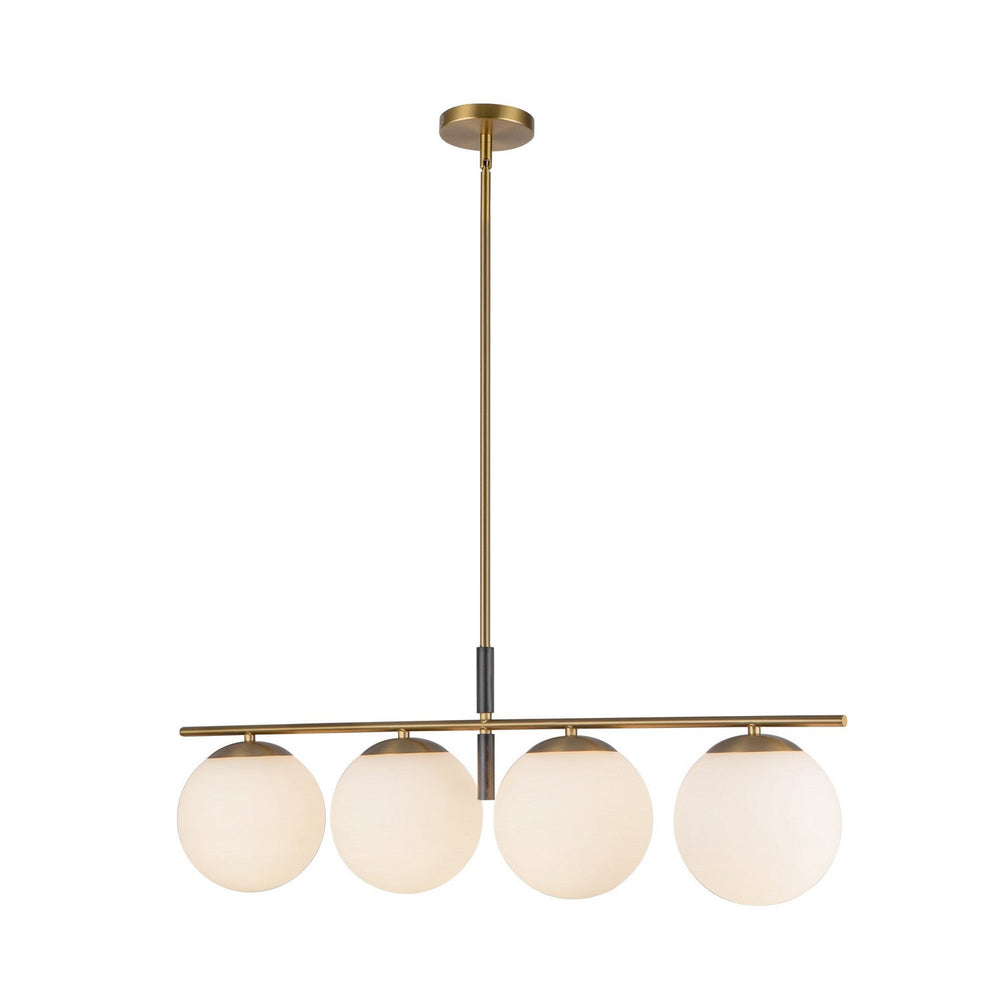 Alora Canada - LP421437BGOP - Four Light Linear Pendant - Zuri - Brushed Gold/Opal Glass