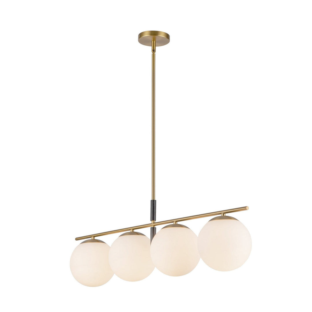 Alora Canada - LP421437BGOP - Four Light Linear Pendant - Zuri - Brushed Gold/Opal Glass