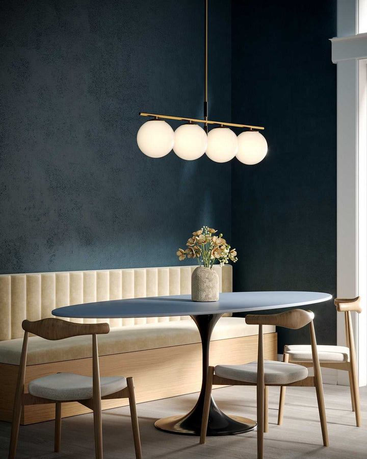 Alora Canada - LP421437BGOP - Four Light Linear Pendant - Zuri - Brushed Gold/Opal Glass