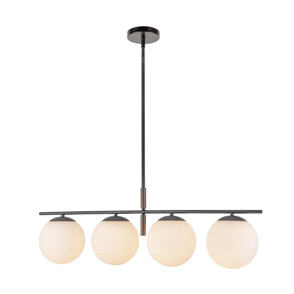 Alora Canada - LP421437MBOP - Four Light Linear Pendant - Zuri - Matte Black/Opal Glass