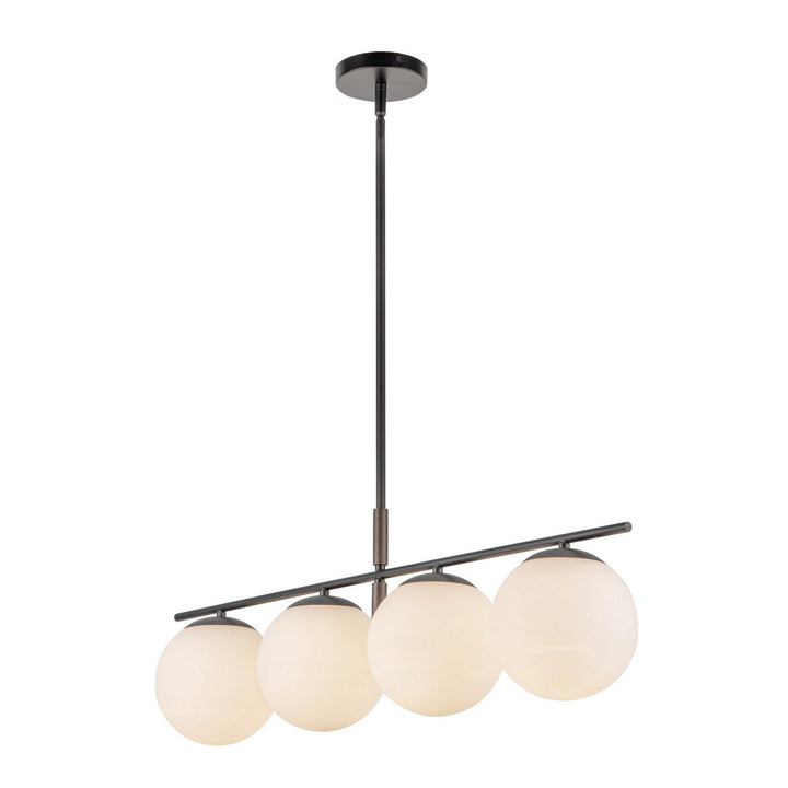 Alora Canada - LP421437MBOP - Four Light Linear Pendant - Zuri - Matte Black/Opal Glass