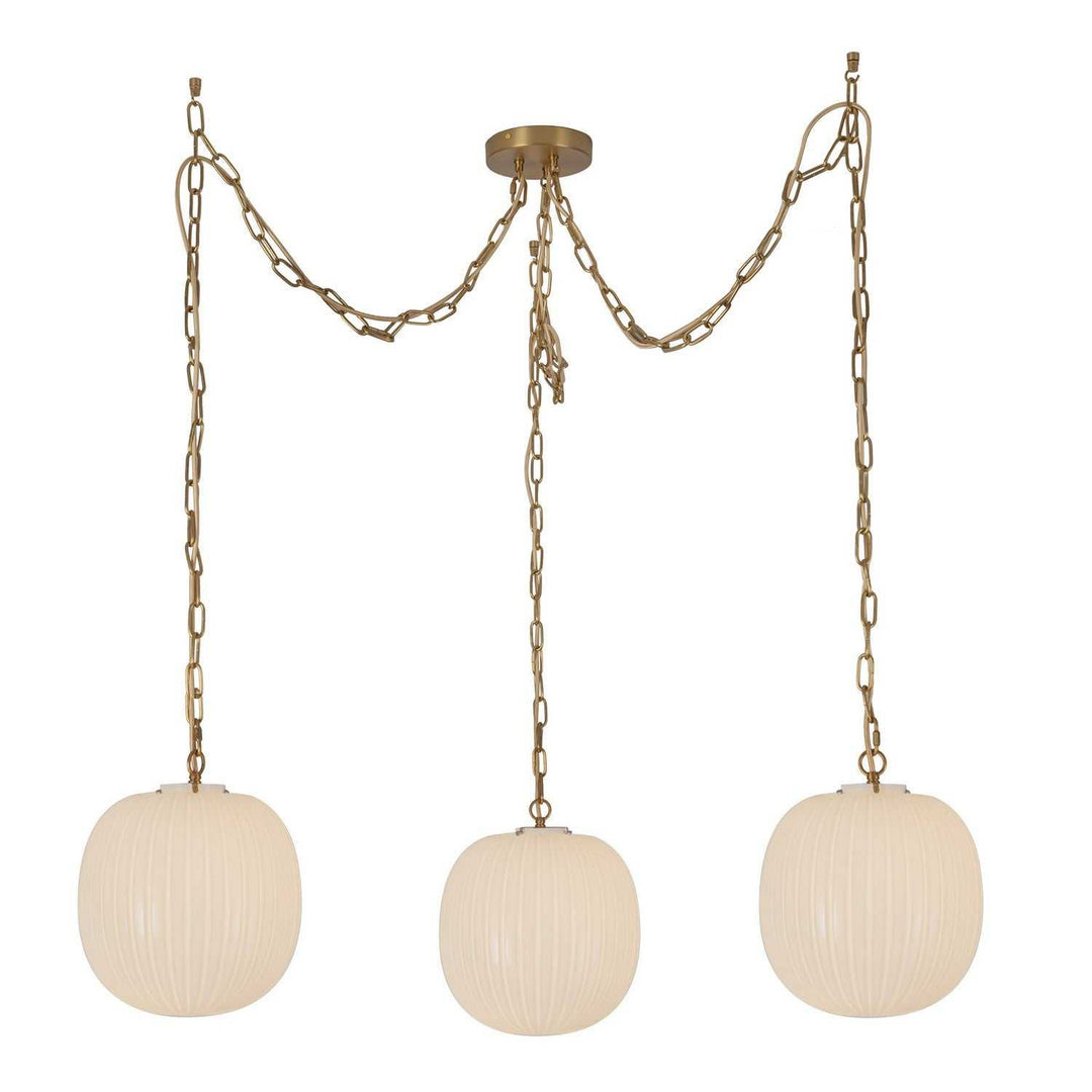 Alora Canada - MP579712BGGR - Three Light Pendant - Cherise - Brushed Gold/Glossy Ribbed Opal Glass