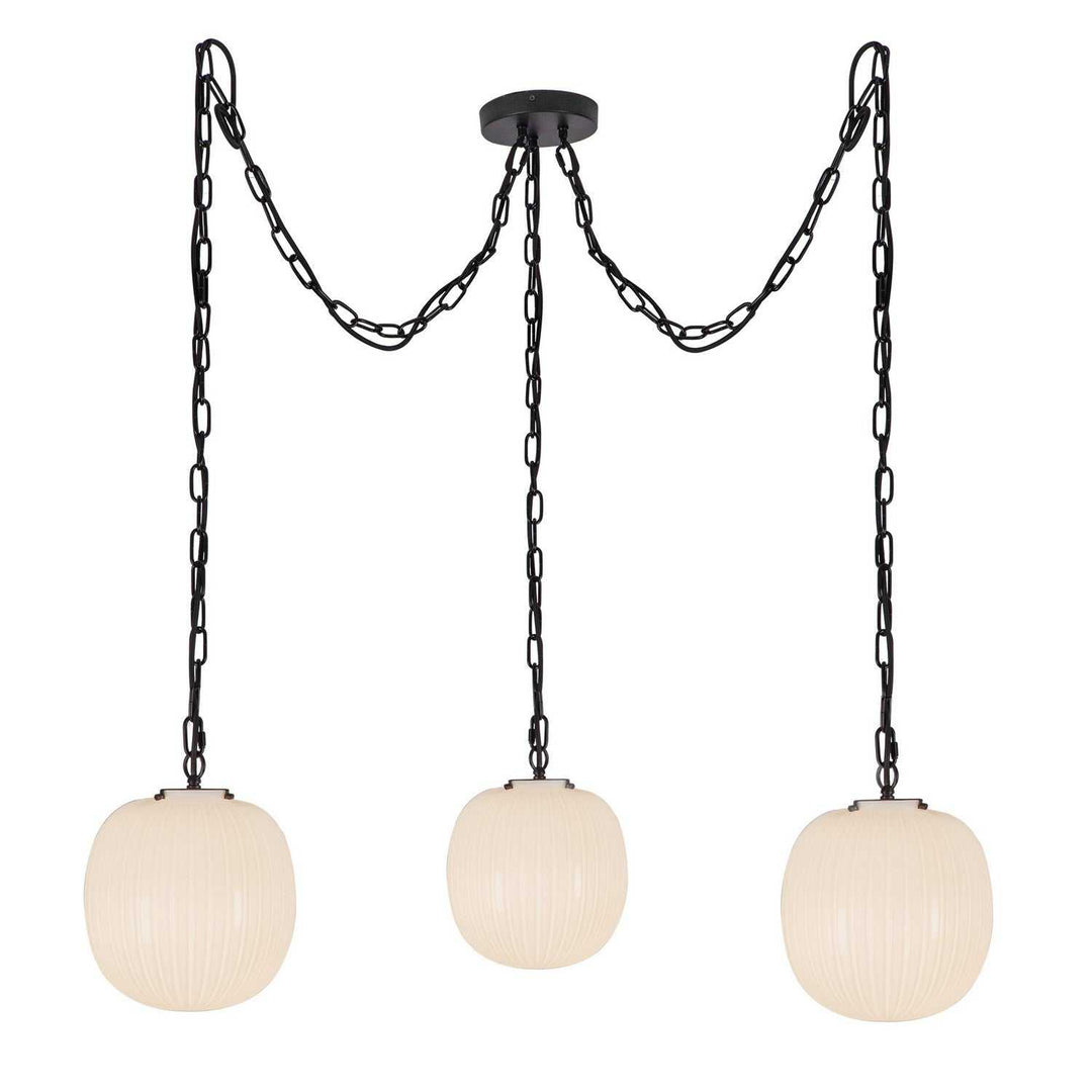 Alora Canada - MP579712MBGR - Three Light Pendant - Cherise - Matte Black/Glossy Ribbed Opal Glass