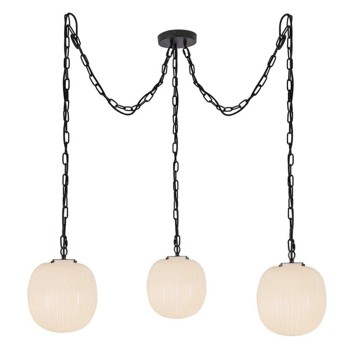 Alora Canada - MP579712MBGR - Three Light Pendant - Cherise - Matte Black/Glossy Ribbed Opal Glass