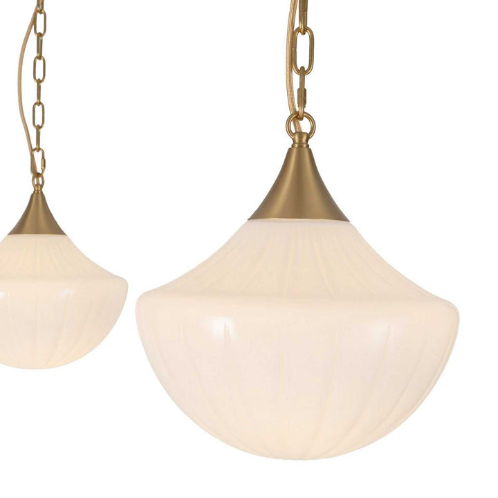 Alora Canada - MP651312BGGR - Three Light Pendant - Farrah - Brushed Gold/Glossy Ribbed Opal Glass