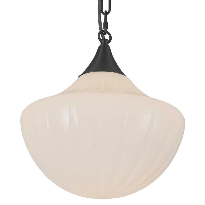 Alora Canada - MP651312MBGR - Three Light Pendant - Farrah - Matte Black/Glossy Ribbed Opal Glass