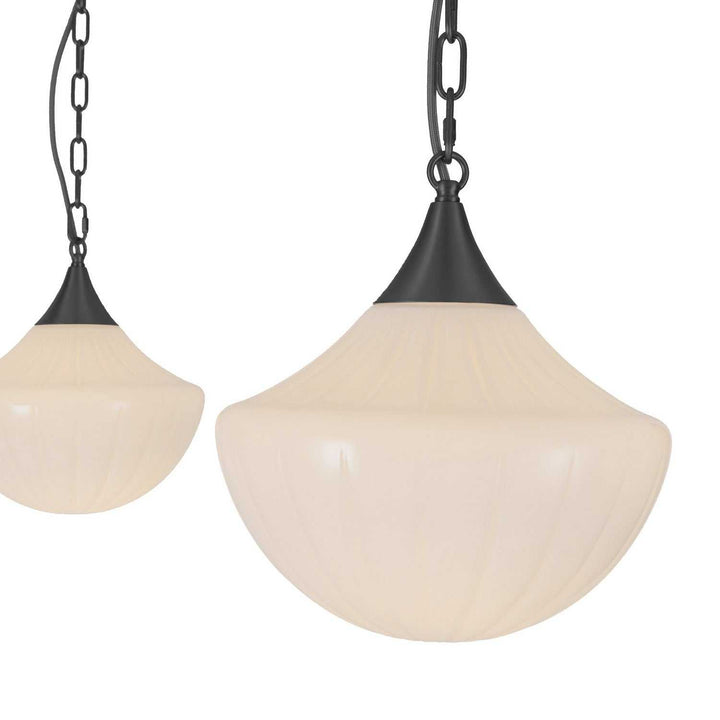 Alora Canada - MP651312MBGR - Three Light Pendant - Farrah - Matte Black/Glossy Ribbed Opal Glass