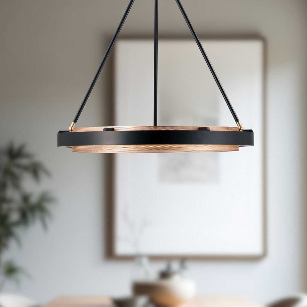 Duo LED Pendant in Classic Black/Gold Shimmer Alora Canada