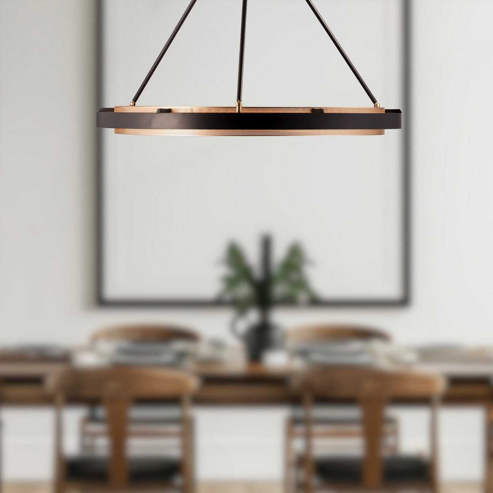 Duo LED Pendant in Classic Black/Silver Shimmer Alora Canada