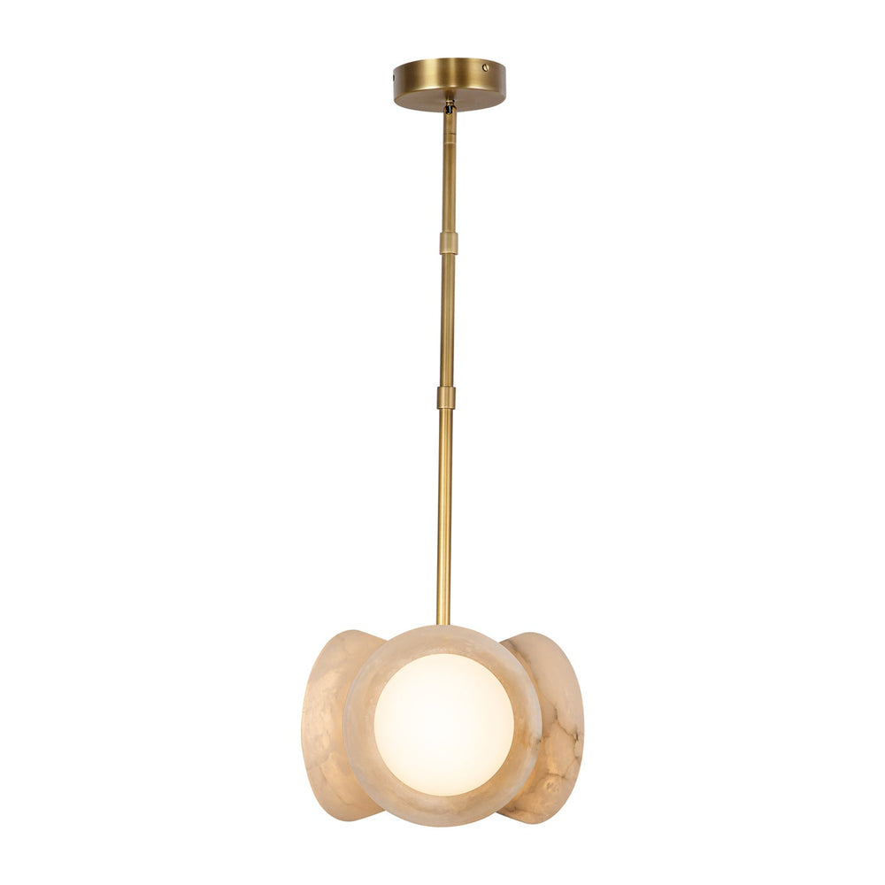 Alonso LED Pendant in Vintage Brass/Alabaster Alora Canada