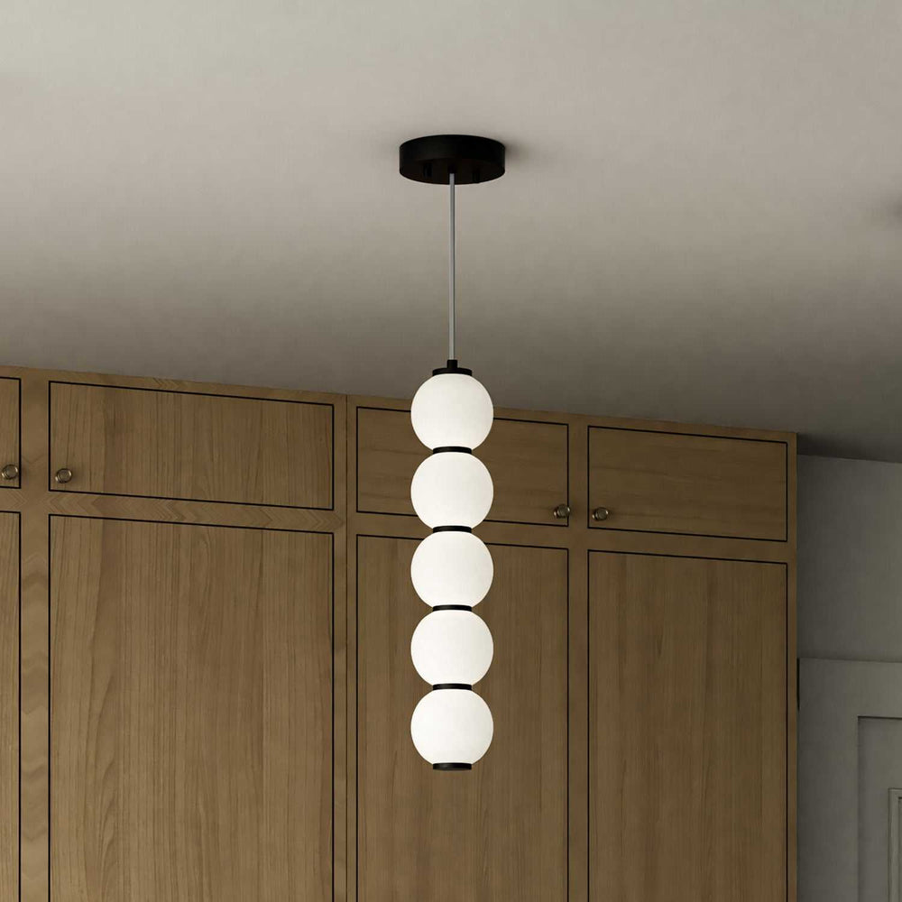 Bijou LED Pendant in Matte Black/Opal Matte Glass Alora Canada