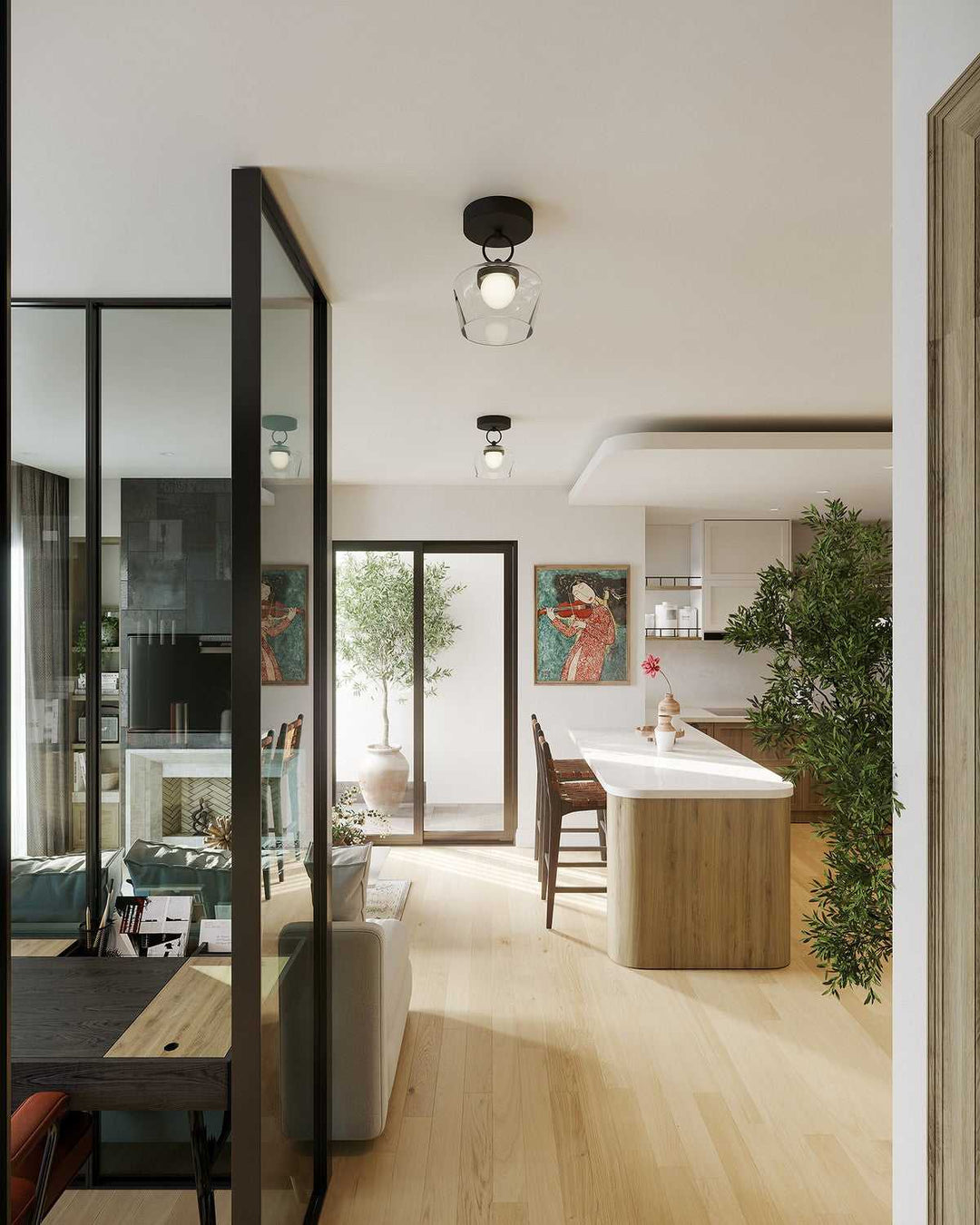 Alora Canada - SF443308MBCL-UNV - LED Semi Flush Mount - Leota - Matte Black/Clear Glass