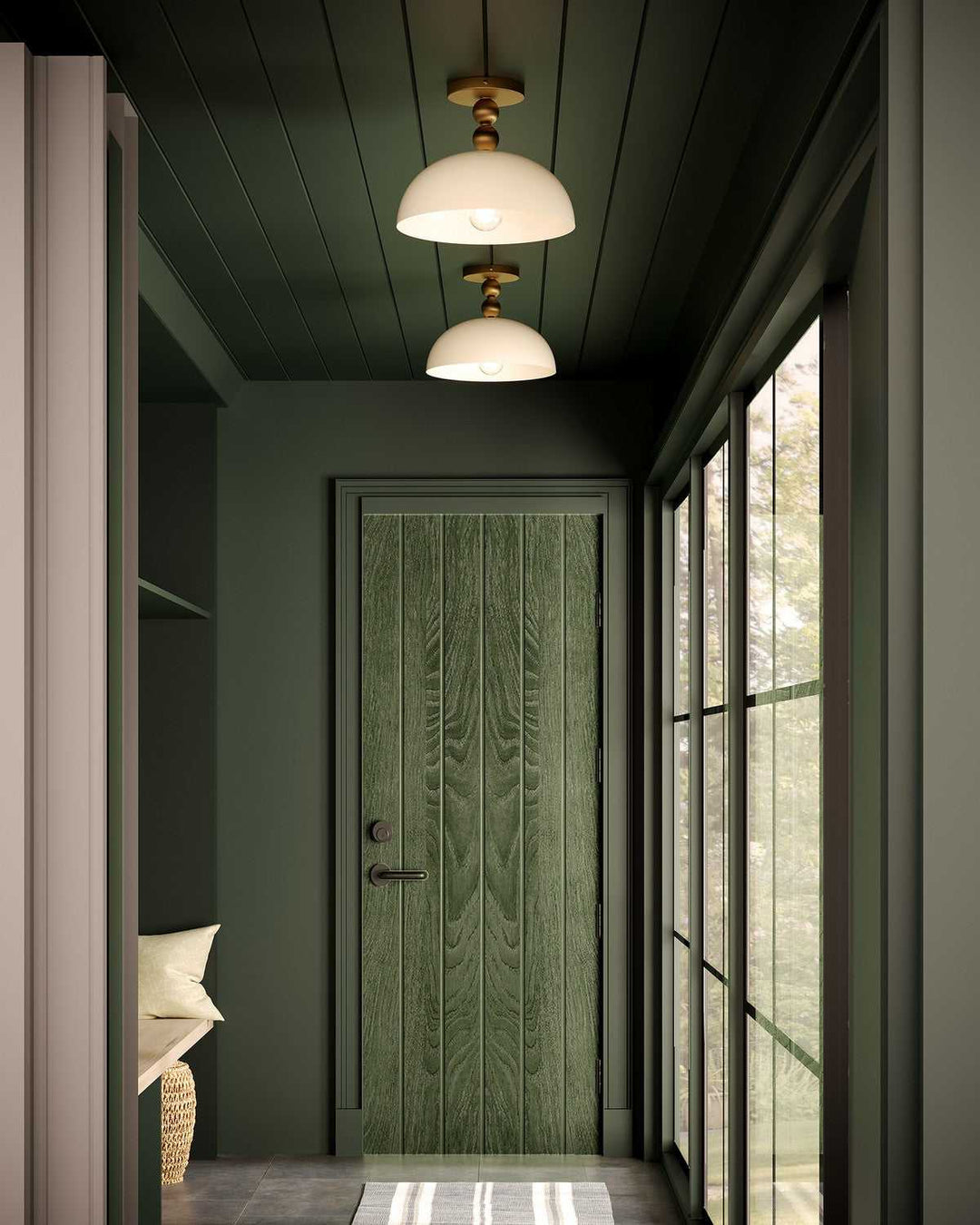 Alora Canada - SF459012BGGO - One Light Semi-Flush Mount - Paisley - Brushed Gold/Glossy Opal Glass