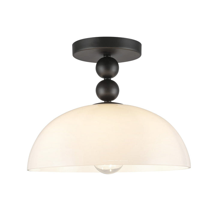 Alora Canada - SF459012MBGO - One Light Semi-Flush Mount - Paisley - Matte Black/Glossy Opal Glass
