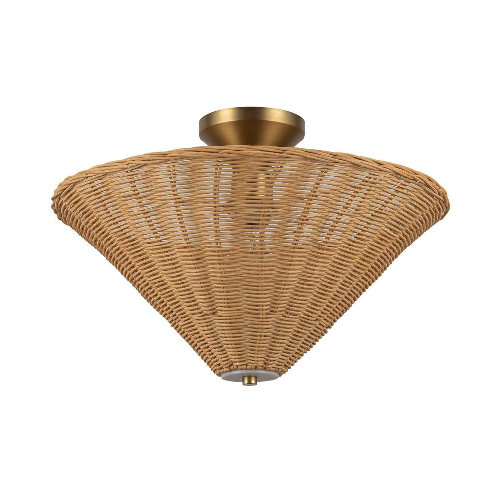 Alora Canada - SF497016BGRA - One Light Semi-Flush Mount - Bridgette - Brushed Gold/Rattan