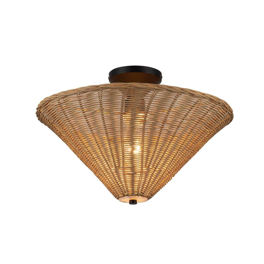 Bridgette One Light Semi-Flush Mount in Matte Black/Rattan Alora Canada