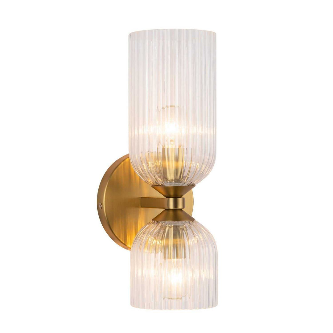 Alora Canada - WV442612BGCR - Two Light Vanity - Nelly - Brushed Gold/Clear Ribbed Glass