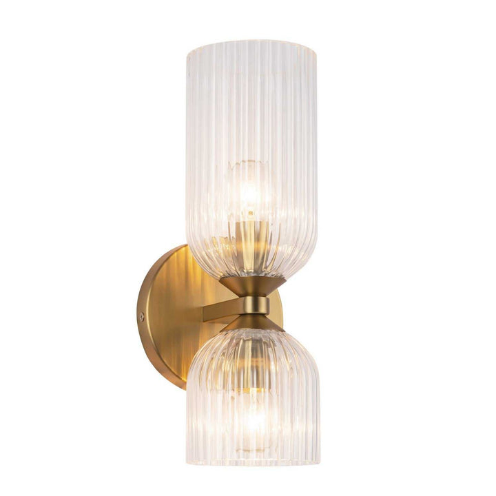 Alora Canada - WV442612BGCR - Two Light Vanity - Nelly - Brushed Gold/Clear Ribbed Glass
