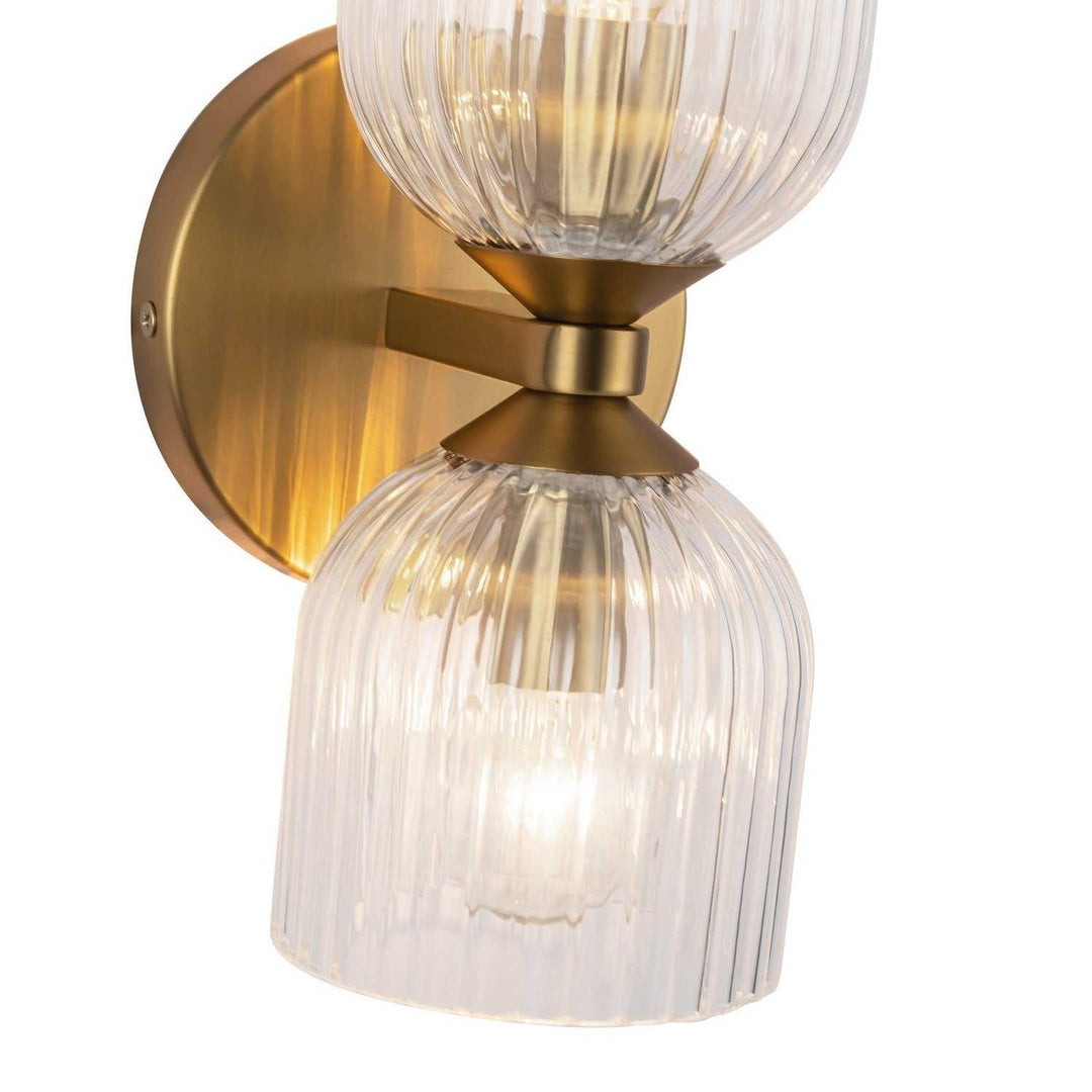 Alora Canada - WV442612BGCR - Two Light Vanity - Nelly - Brushed Gold/Clear Ribbed Glass
